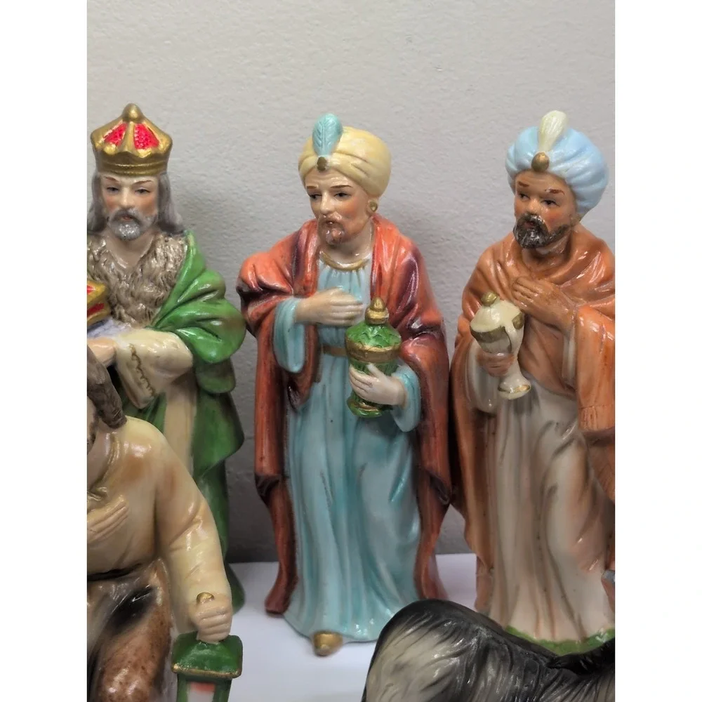 Vintage Homco Home Interiors Porcelain Figurine Complete Nativity Set 9pc #5216